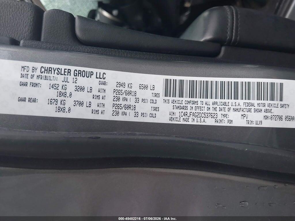 1C4RJFAG2DC537623 2013 JEEP GRAND CHEROKEE photo no. 9