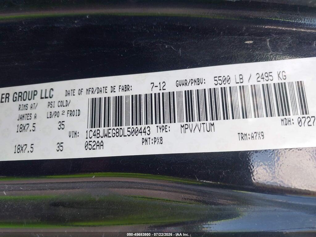 1C4BJWEG8DL500443 2013 JEEP WRANGLER UNLIMITED photo no. 9
