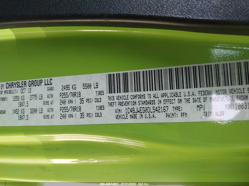 1C4BJWEG0DL542167 2013 JEEP WRANGLER UNLIMITED photo no. 9