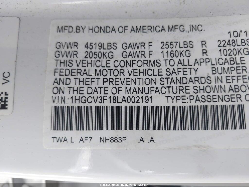 1HGCV3F18LA002191 2020 HONDA ACCORD HYBRID photo no. 9