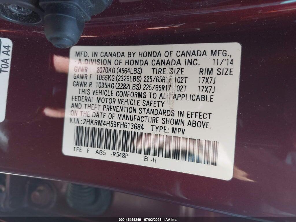 2HKRM4H59FH613684 2015 HONDA CR-V photo no. 9