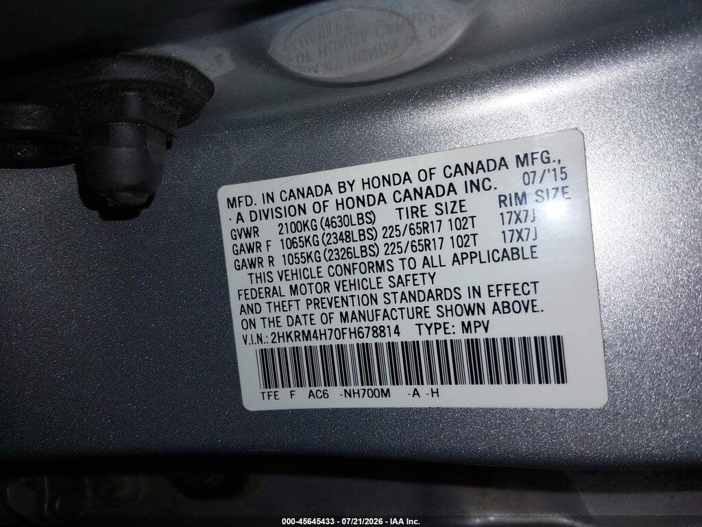 2HKRM4H70FH678814 2015 HONDA CR-V photo no. 9