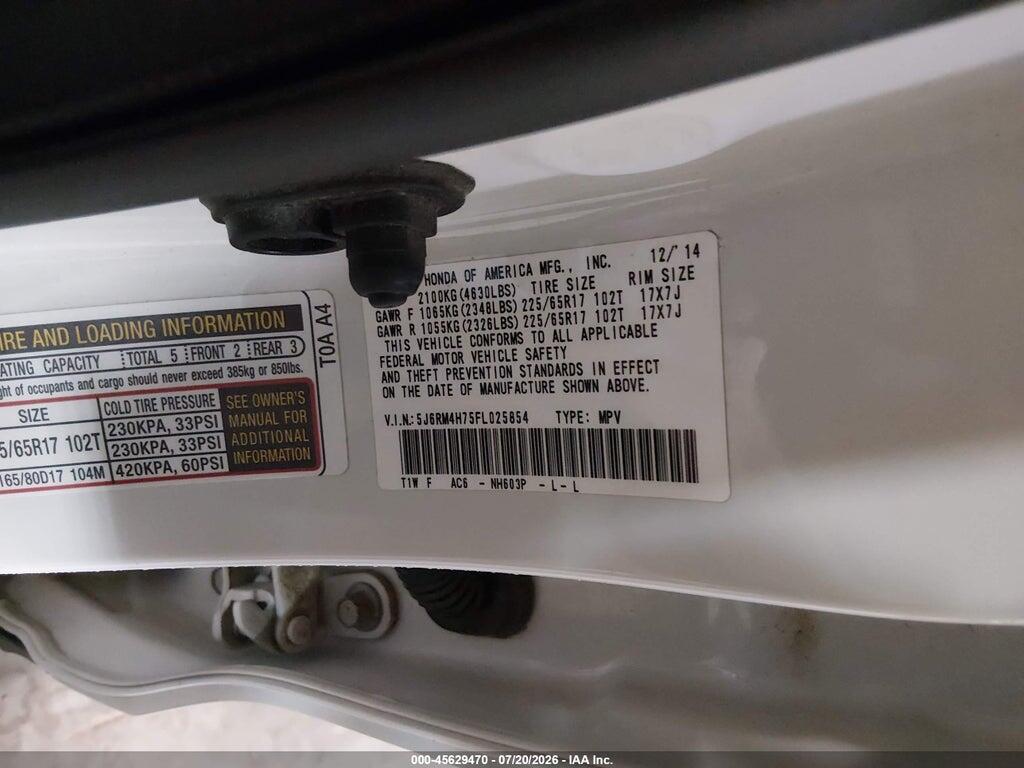 5J6RM4H75FL025854 2015 HONDA CR-V photo no. 9