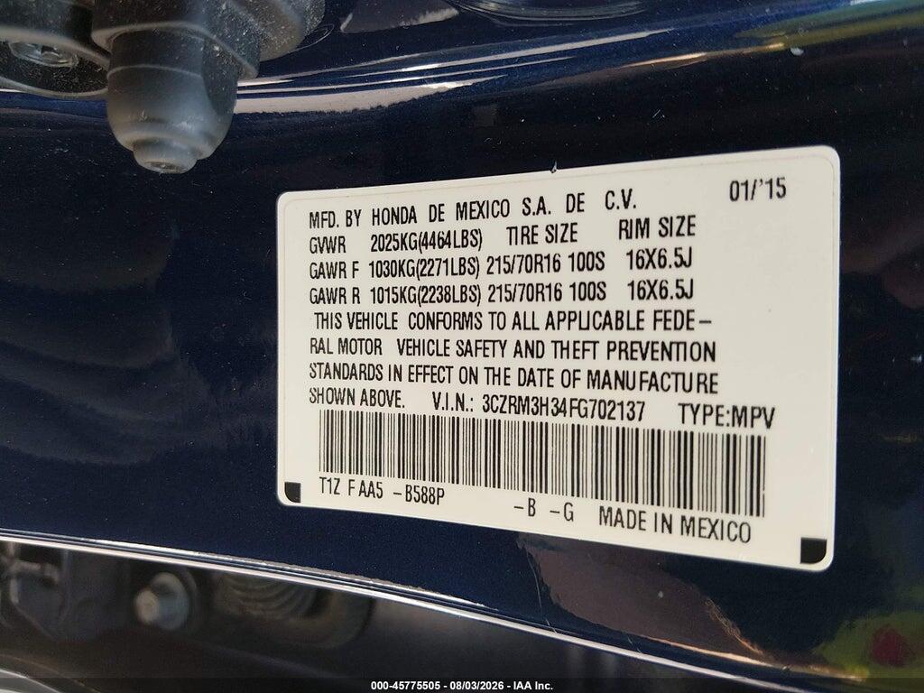 3CZRM3H34FG702137 2015 HONDA CR-V photo no. 9