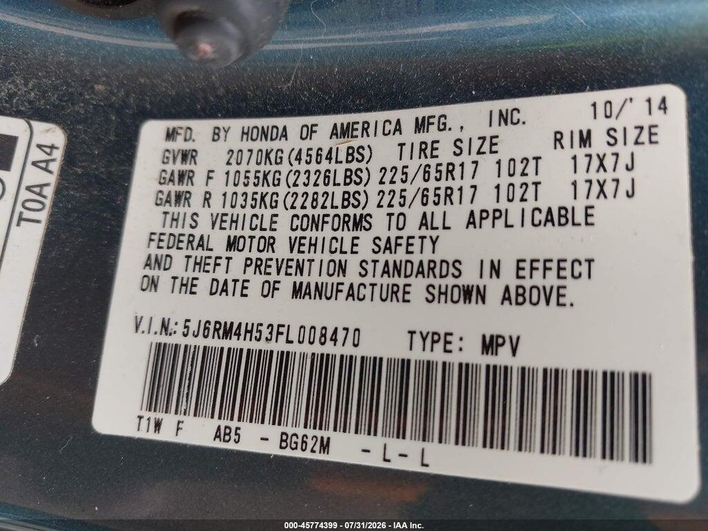 5J6RM4H53FL008470 2015 HONDA CR-V photo no. 9