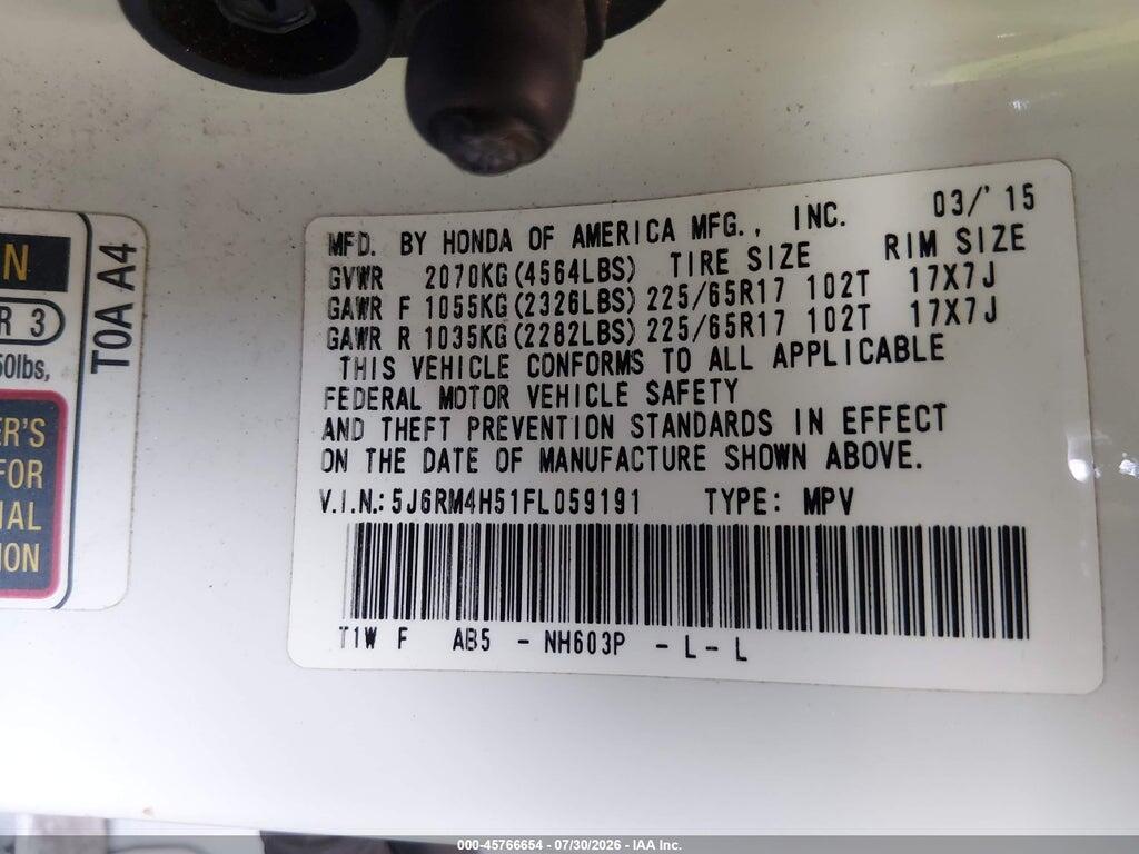 5J6RM4H51FL059191 2015 HONDA CR-V photo no. 9