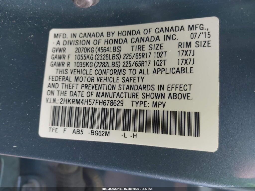 2HKRM4H57FH678629 2015 HONDA CR-V photo no. 9