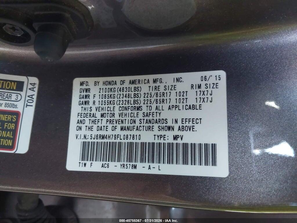 5J6RM4H79FL087810 2015 HONDA CR-V photo no. 9