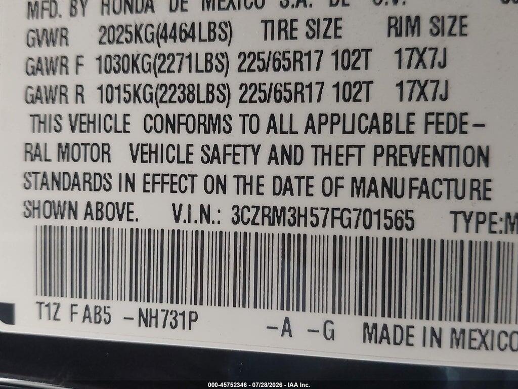 3CZRM3H57FG701565 2015 HONDA CR-V photo no. 9