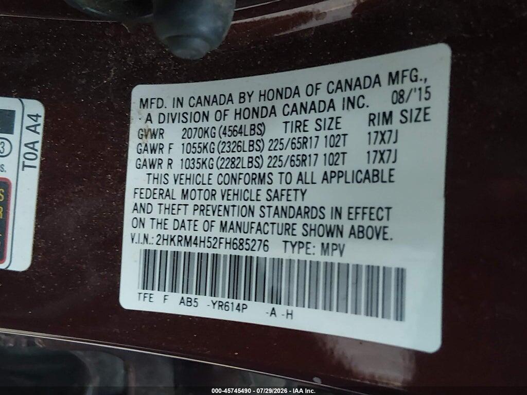 2HKRM4H52FH685276 2015 HONDA CR-V photo no. 9