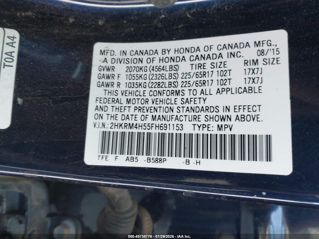 2HKRM4H55FH691153 2015 HONDA CR-V photo no. 9