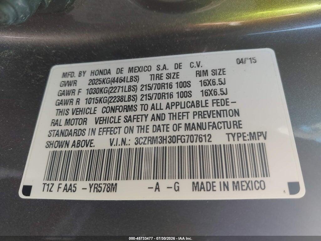 3CZRM3H30FG707612 2015 HONDA CR-V photo no. 9