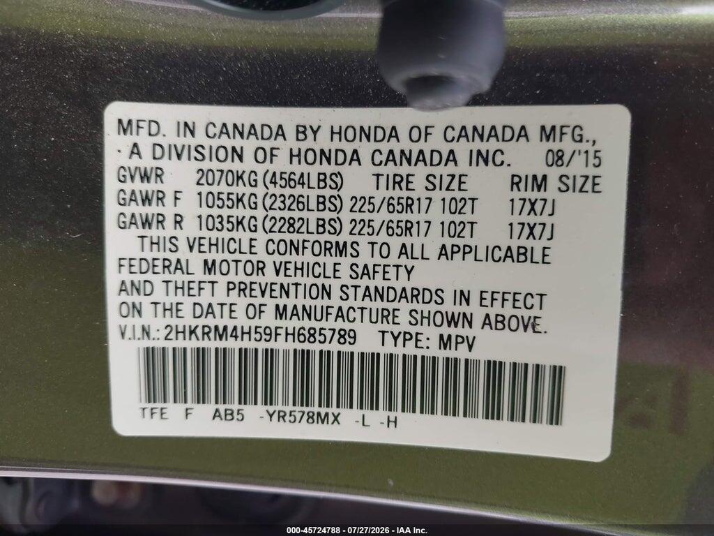 2HKRM4H59FH685789 2015 HONDA CR-V photo no. 9