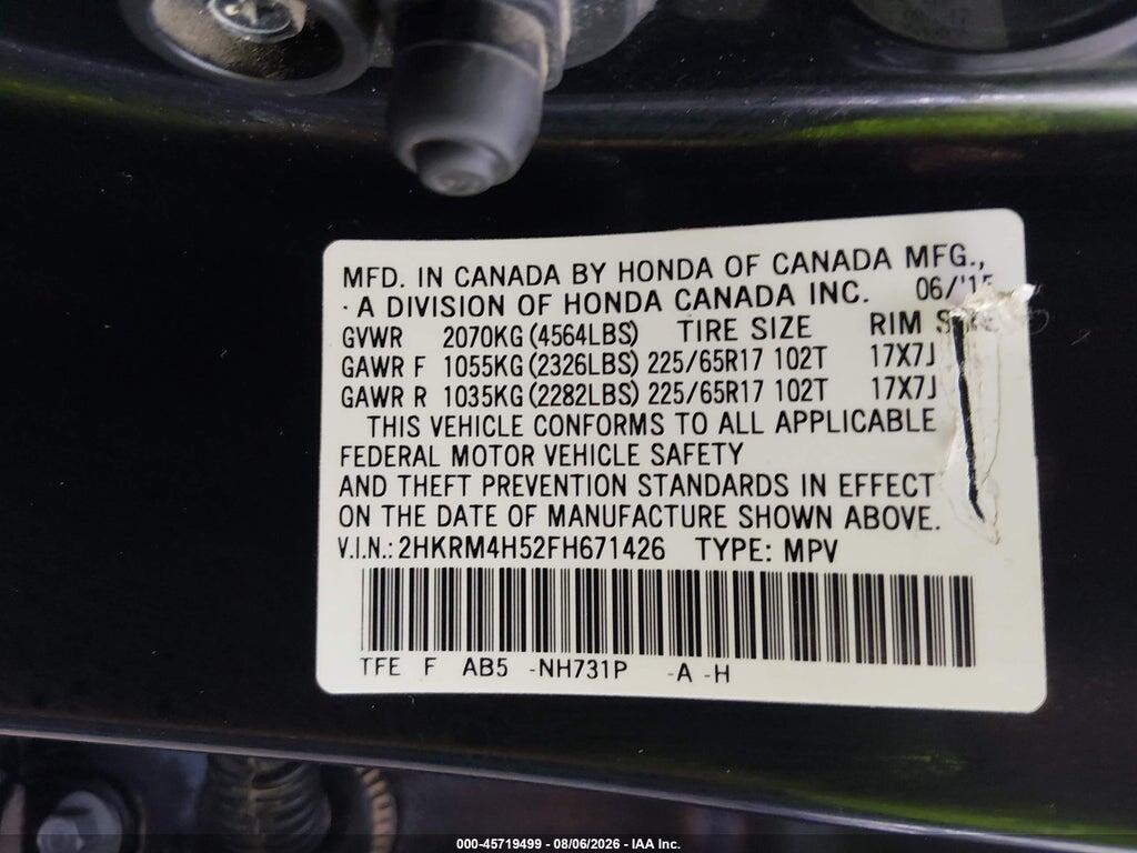 2HKRM4H52FH671426 2015 HONDA CR-V photo no. 9
