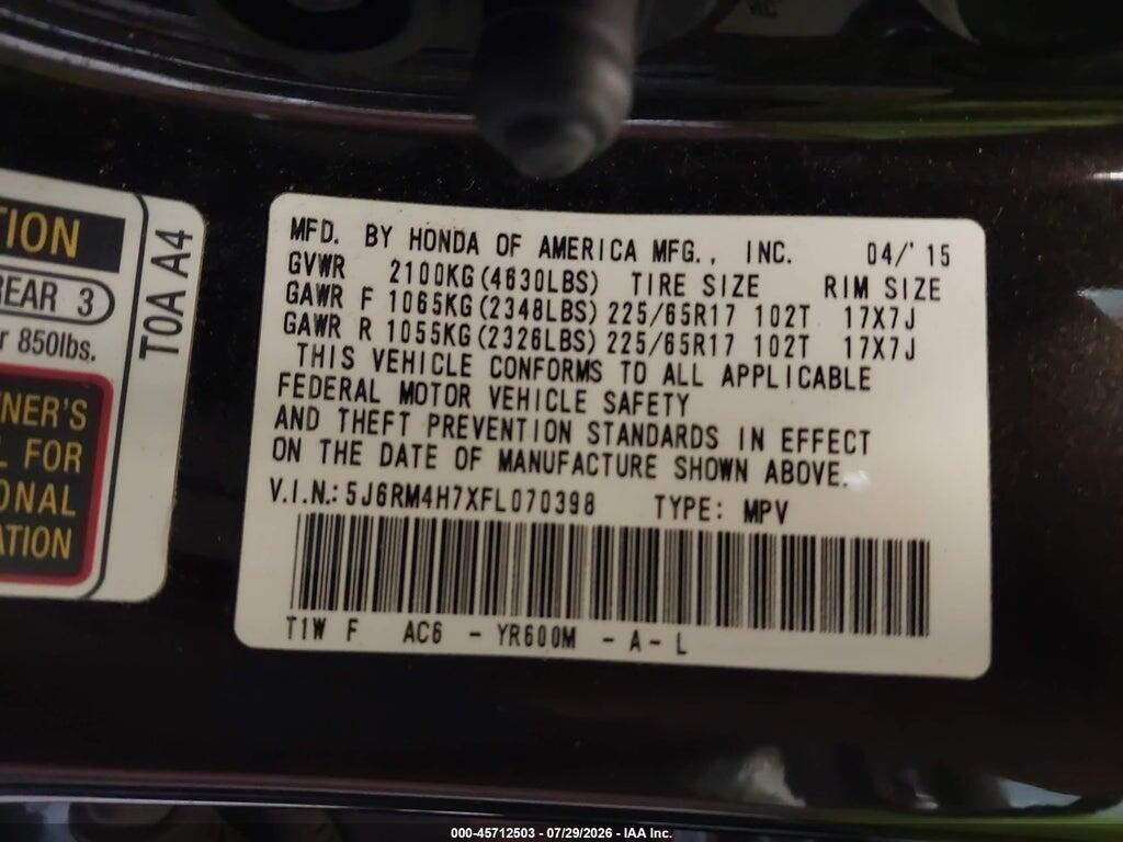 5J6RM4H7XFL070398 2015 HONDA CR-V photo no. 9