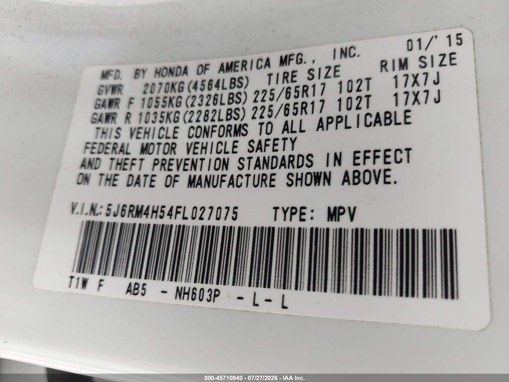 5J6RM4H54FL027075 2015 HONDA CR-V photo no. 9