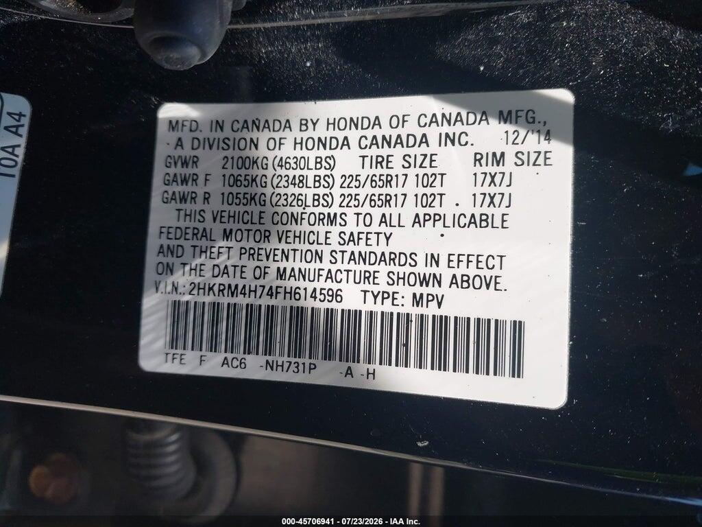 2HKRM4H74FH614596 2015 HONDA CR-V photo no. 9