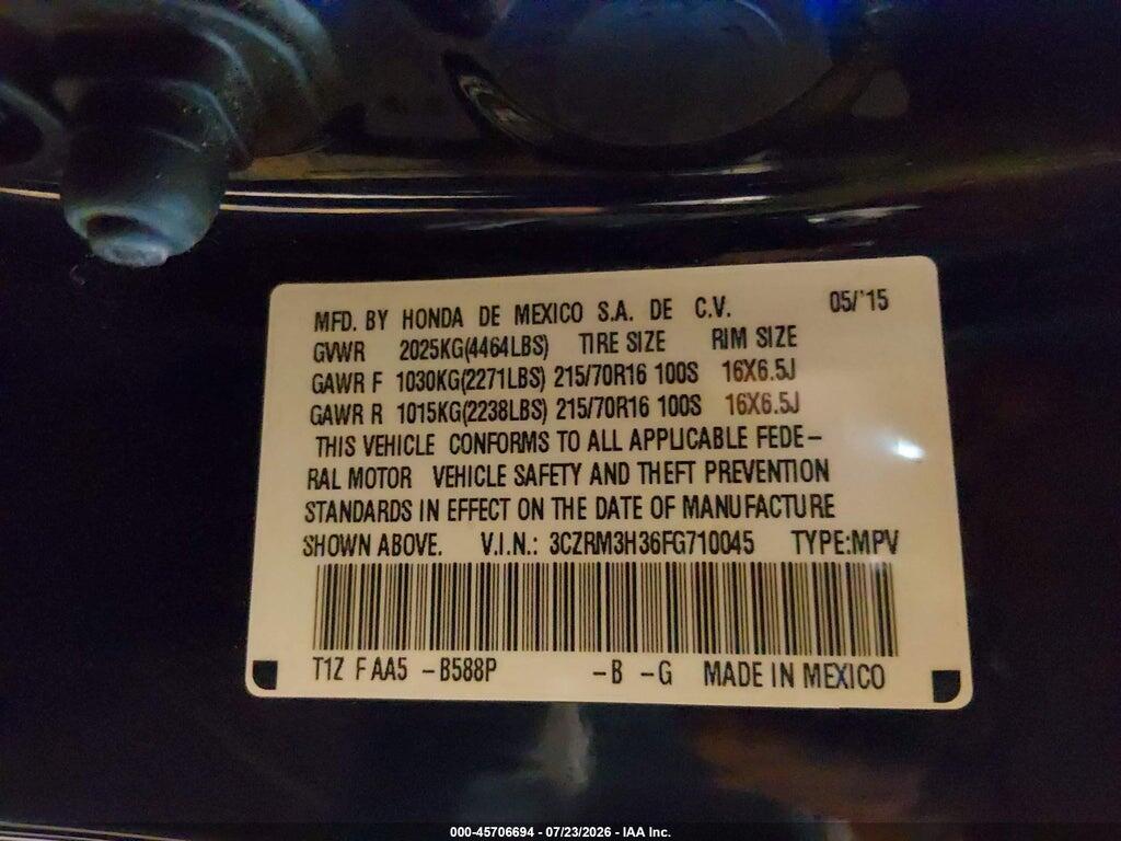 3CZRM3H36FG710045 2015 HONDA CR-V photo no. 9