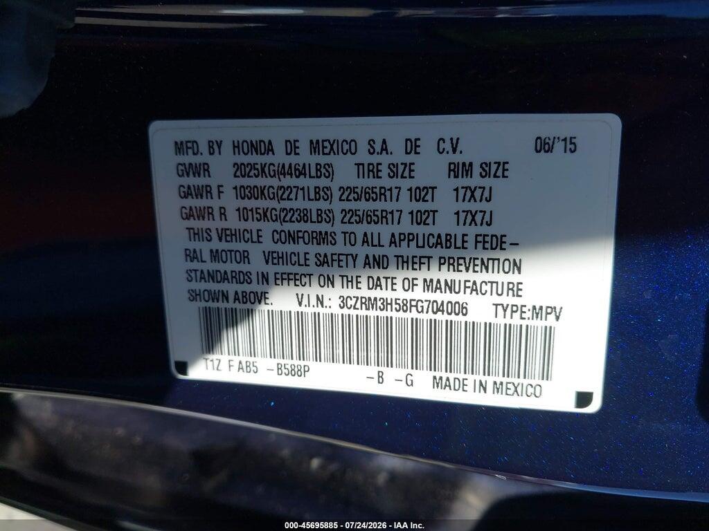 3CZRM3H58FG704006 2015 HONDA CR-V photo no. 9