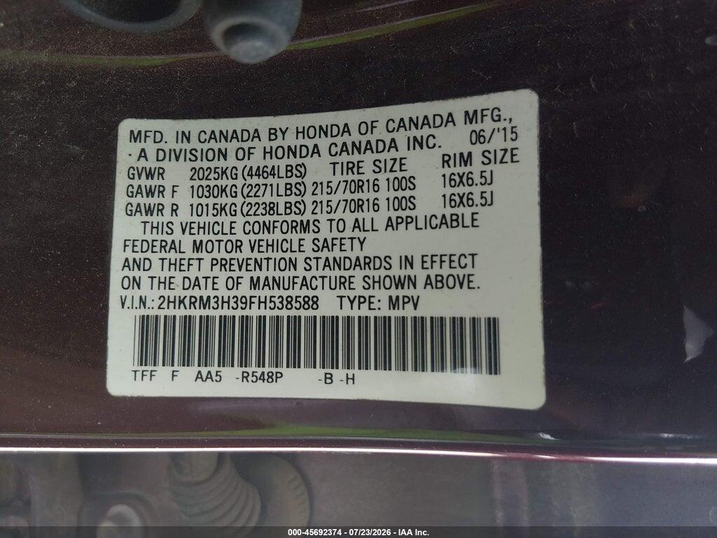 2HKRM3H39FH538588 2015 HONDA CR-V photo no. 9
