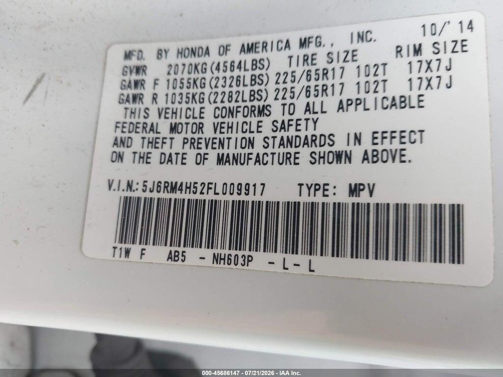 5J6RM4H52FL009917 2015 HONDA CR-V photo no. 9