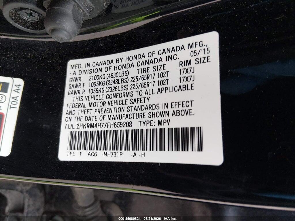 2HKRM4H77FH659208 2015 HONDA CR-V photo no. 9