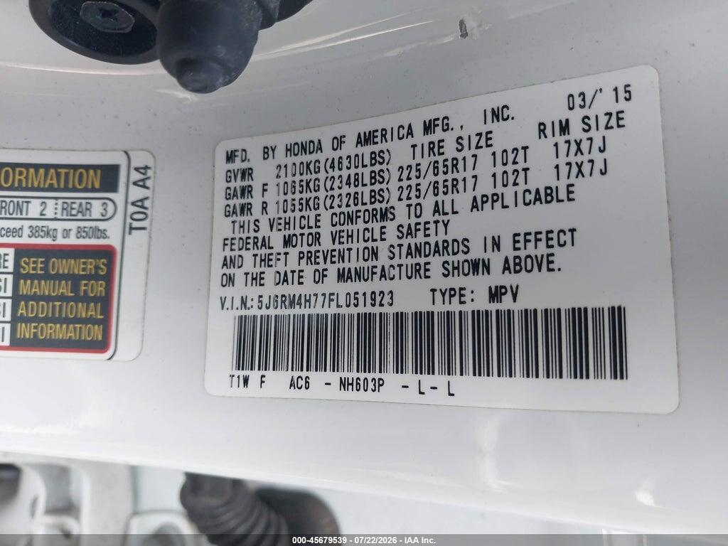 5J6RM4H77FL051923 2015 HONDA CR-V photo no. 9