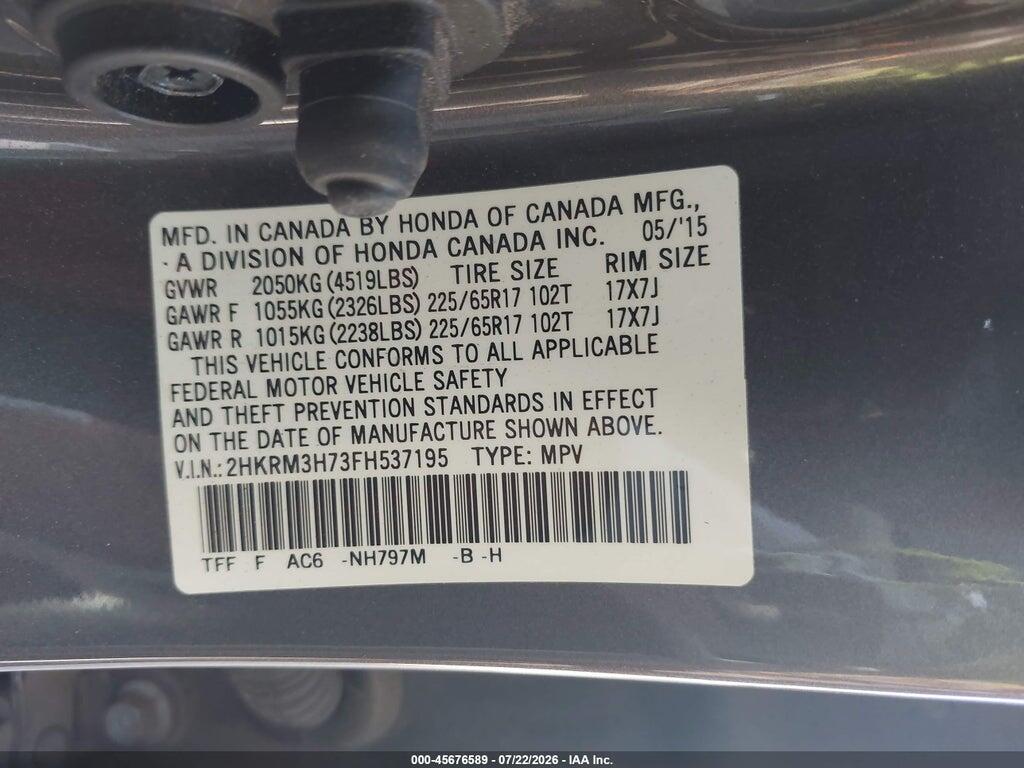 2HKRM3H73FH537195 2015 HONDA CR-V photo no. 9