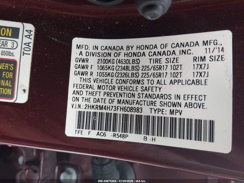 2HKRM4H73FH608983 2015 HONDA CR-V photo no. 9