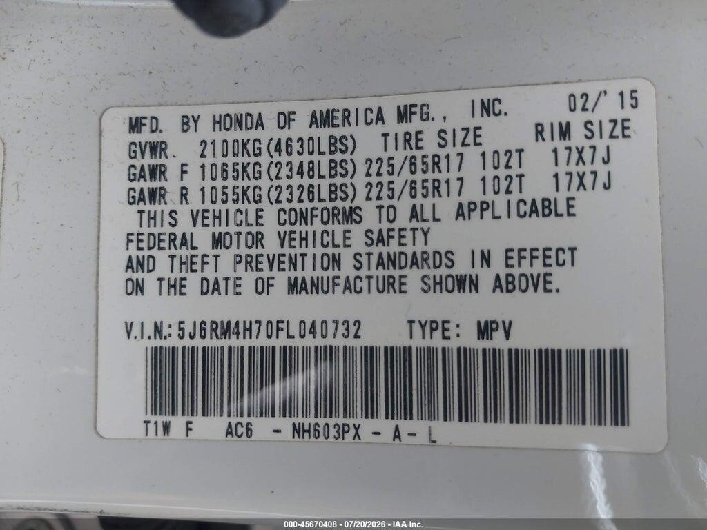 5J6RM4H70FL040732 2015 HONDA CR-V photo no. 9
