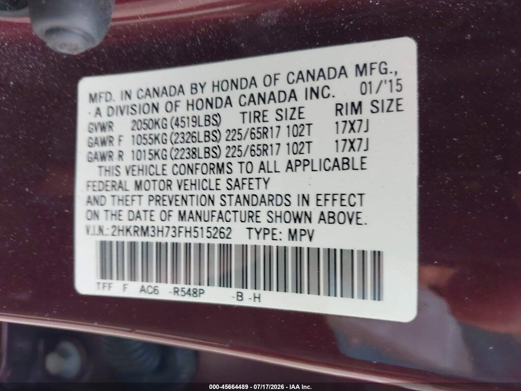 2HKRM3H73FH515262 2015 HONDA CR-V photo no. 9