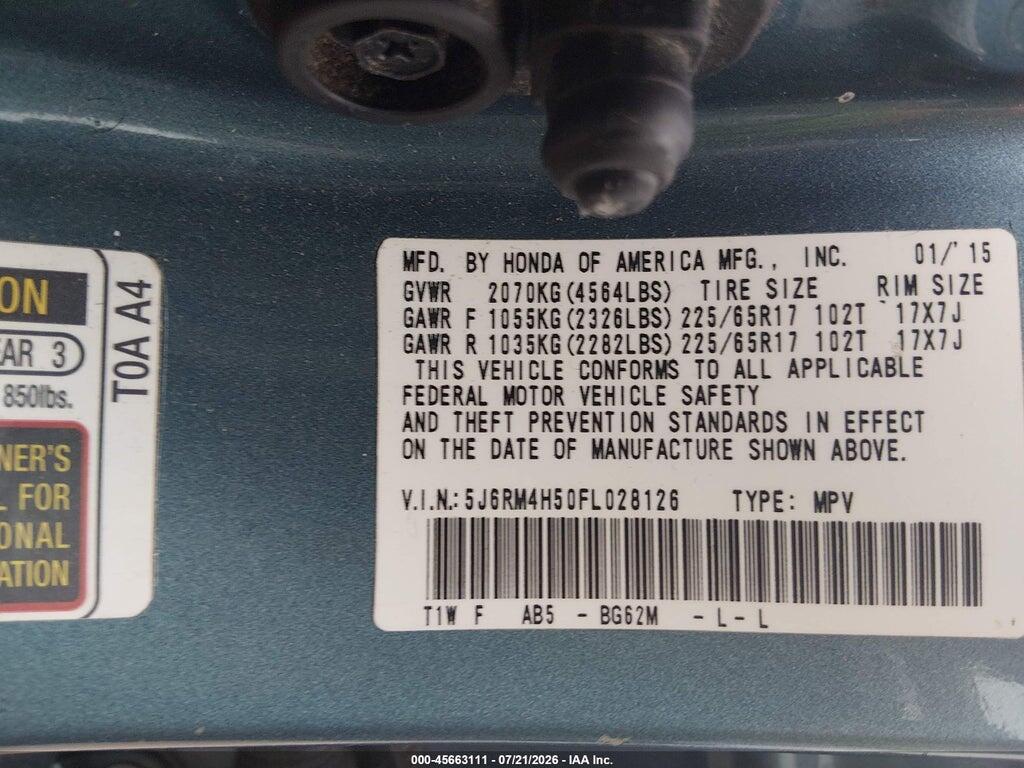 5J6RM4H50FL028126 2015 HONDA CR-V photo no. 9