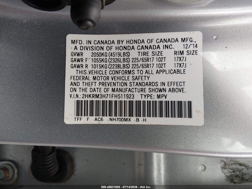 2HKRM3H71FH511923 2015 HONDA CR-V photo no. 9