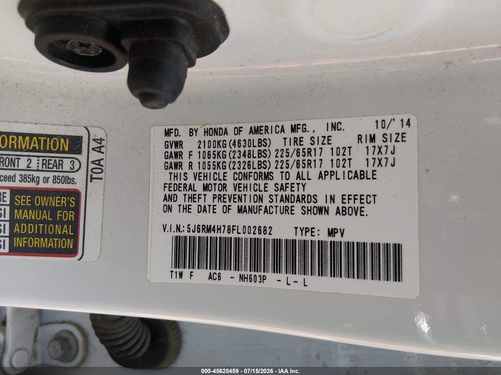 5J6RM4H78FL002682 2015 HONDA CR-V photo no. 9