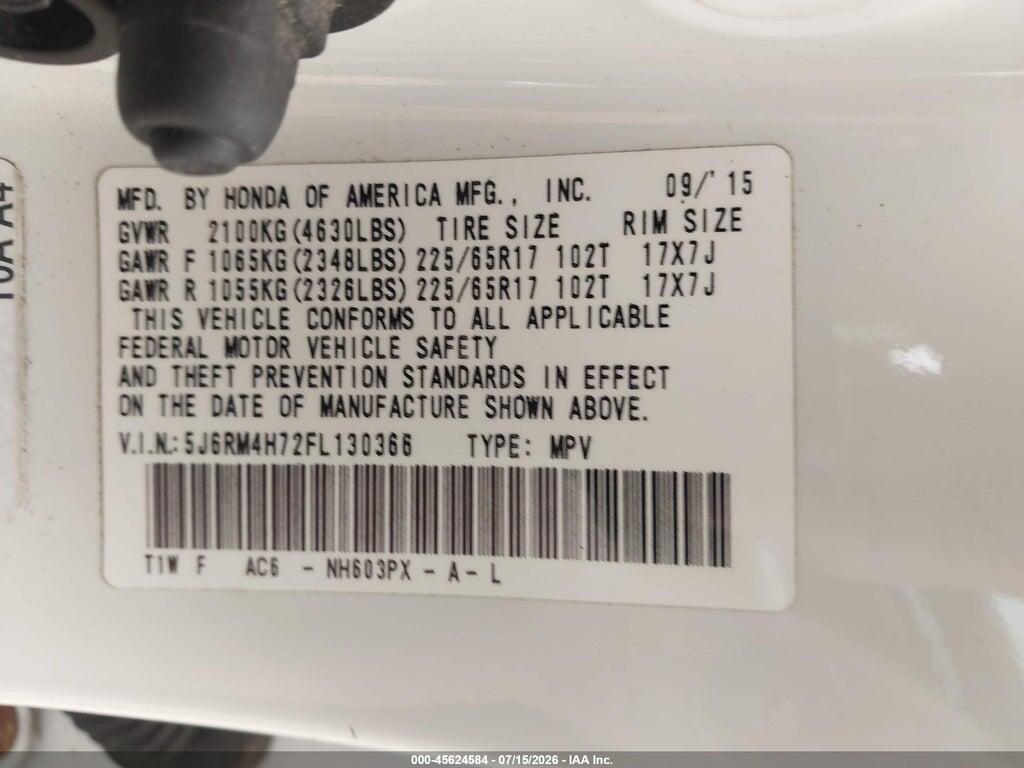 5J6RM4H72FL130366 2015 HONDA CR-V photo no. 9