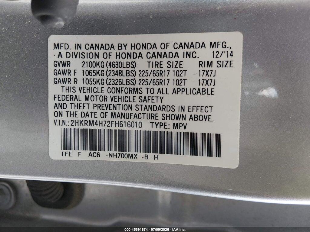 2HKRM4H72FH616010 2015 HONDA CR-V photo no. 9