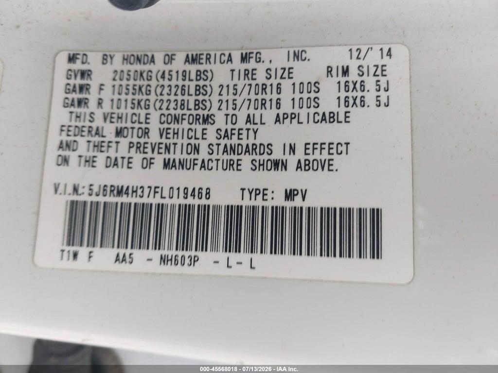 5J6RM4H37FL019468 2015 HONDA CR-V photo no. 9