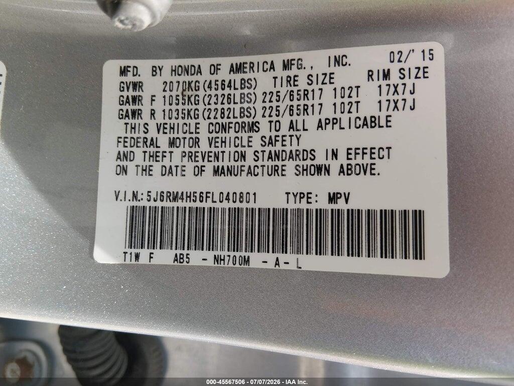 5J6RM4H56FL040801 2015 HONDA CR-V photo no. 9
