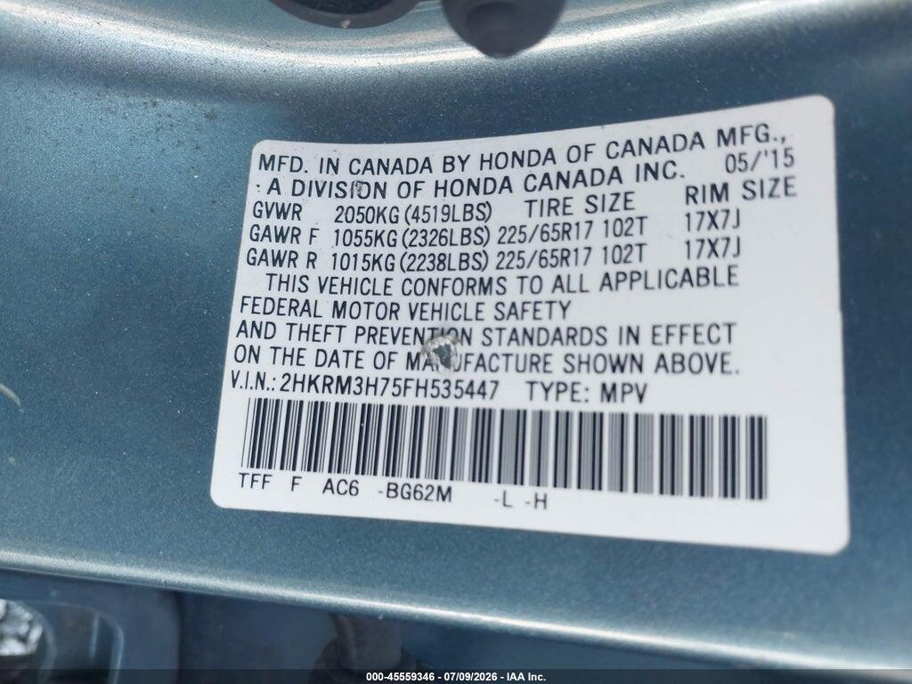 2HKRM3H75FH535447 2015 HONDA CR-V photo no. 9
