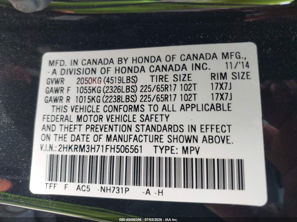 2HKRM3H71FH506561 2015 HONDA CR-V photo no. 9