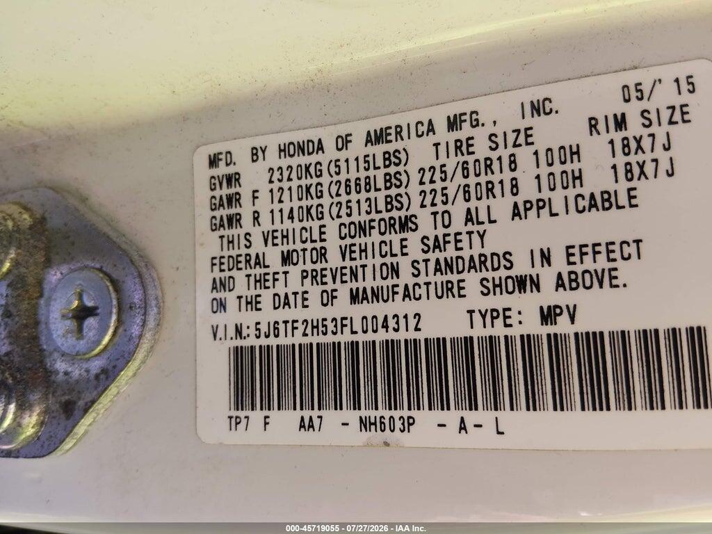 5J6TF2H53FL004312 2015 HONDA CROSSTOUR photo no. 9