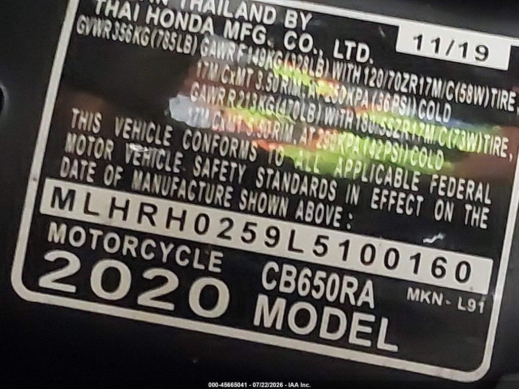 MLHRH0259L5100160 2020 HONDA CB650 photo no. 10