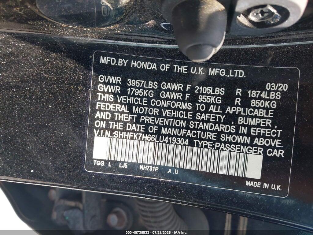 SHHFK7H66LU419304 2020 HONDA CIVIC photo no. 9