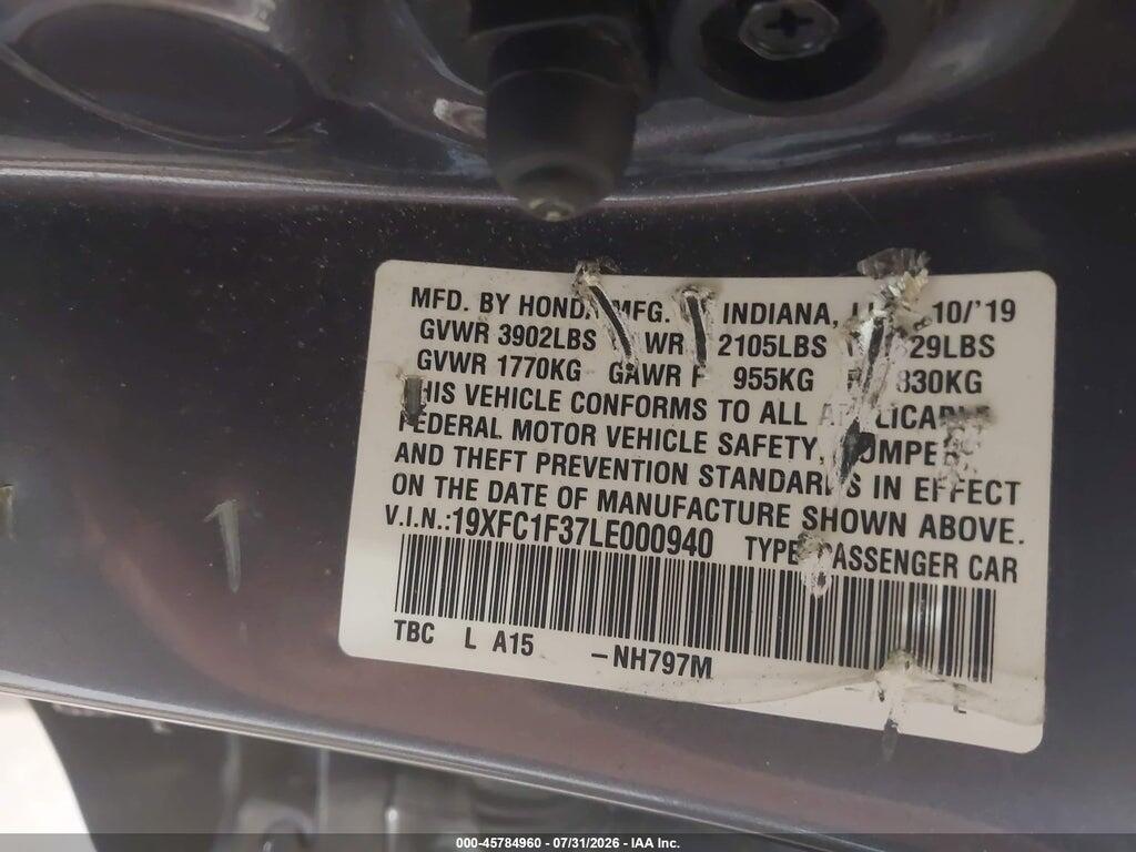 19XFC1F37LE000940 2020 HONDA CIVIC photo no. 9