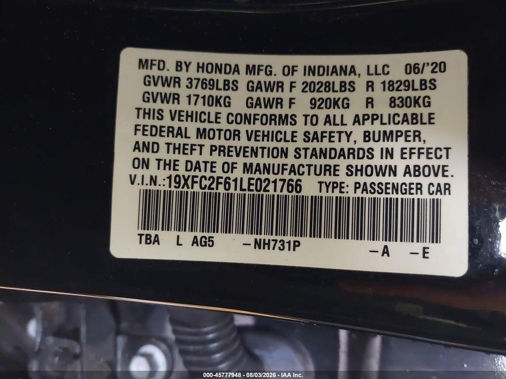 19XFC2F61LE021766 2020 HONDA CIVIC photo no. 9