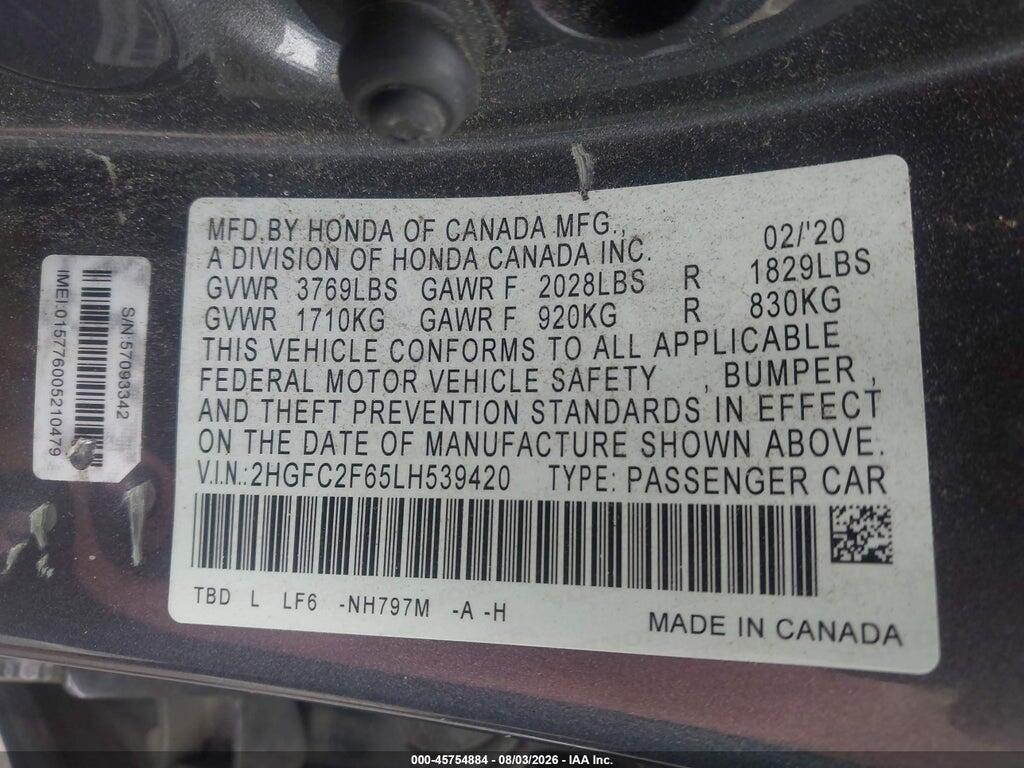 2HGFC2F65LH539420 2020 HONDA CIVIC photo no. 9