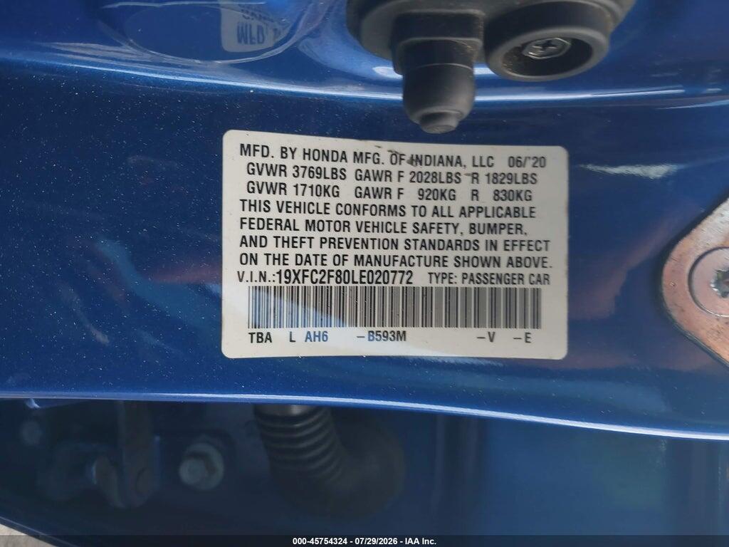 19XFC2F80LE020772 2020 HONDA CIVIC photo no. 9