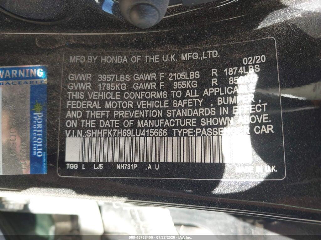 SHHFK7H69LU415666 2020 HONDA CIVIC photo no. 9