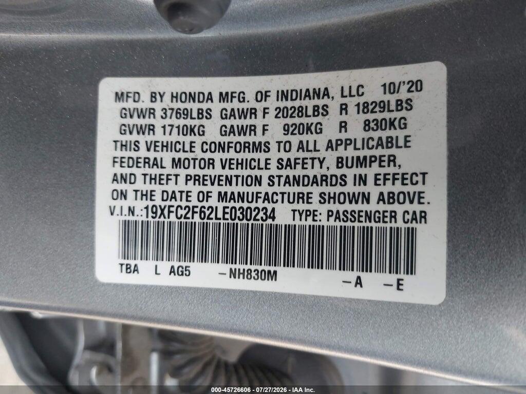 19XFC2F62LE030234 2020 HONDA CIVIC photo no. 9