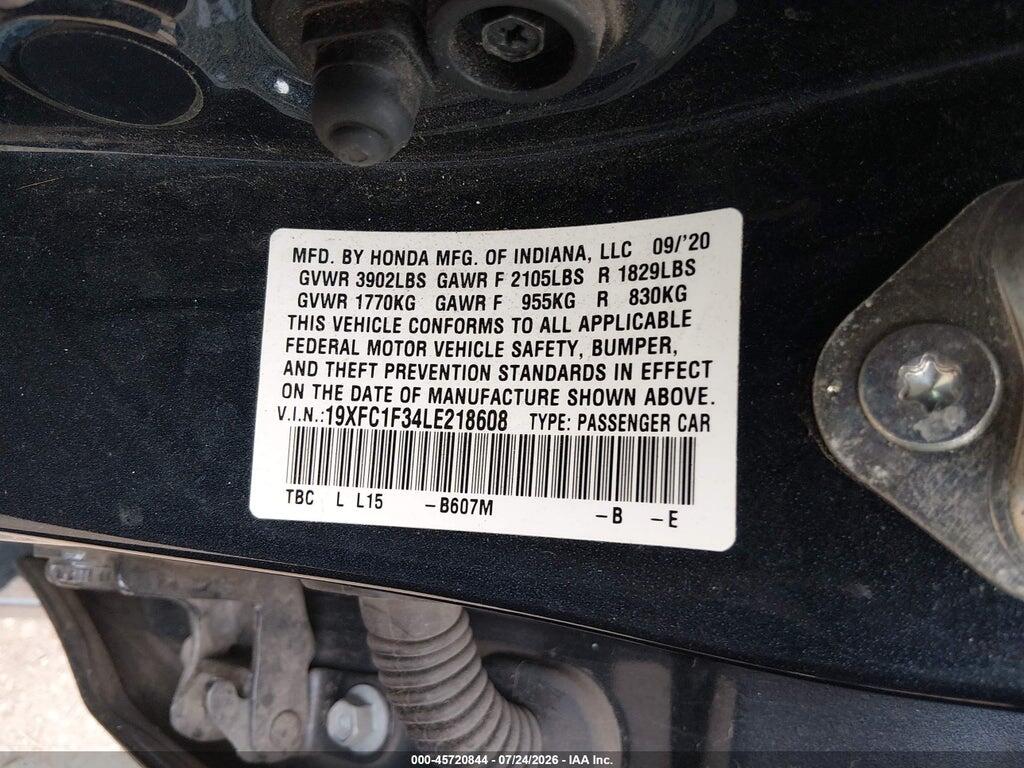 19XFC1F34LE218608 2020 HONDA CIVIC photo no. 9